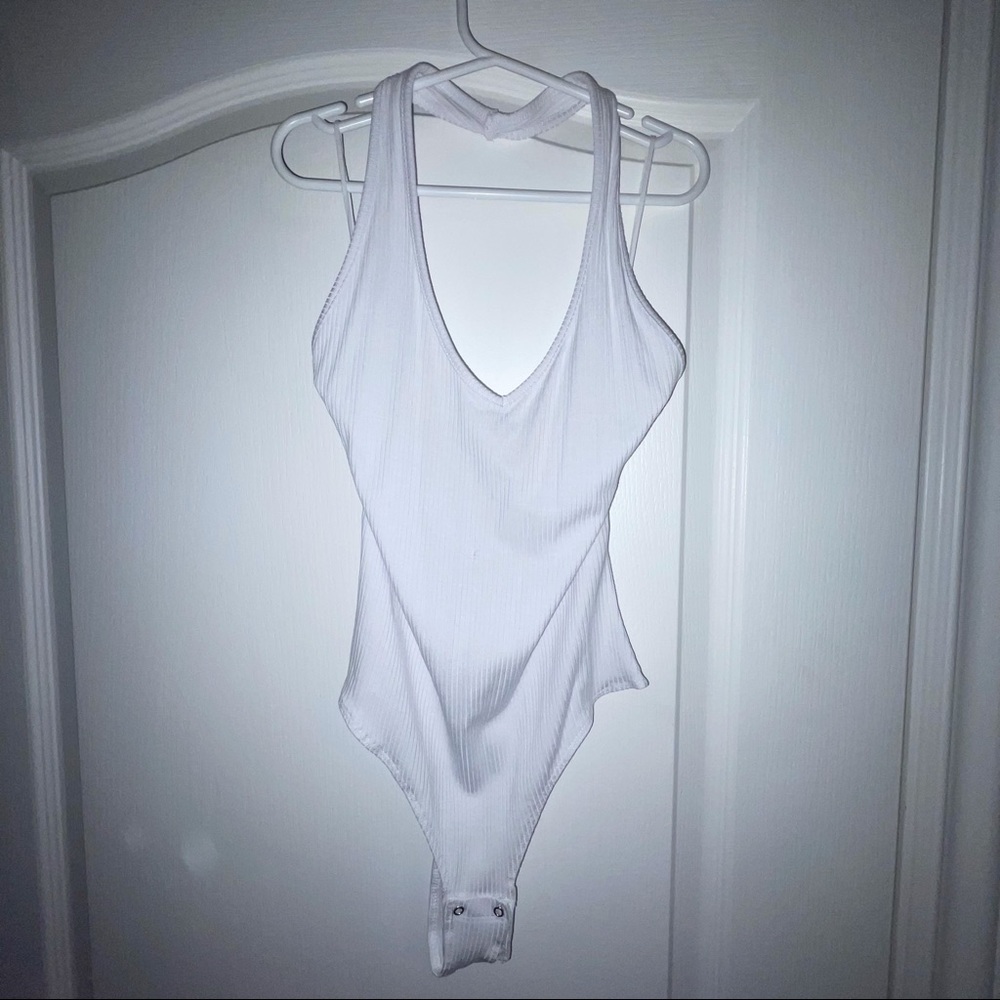 White Halter Bodysuit